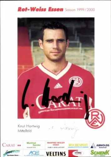 Autogrammkarte Fußballer Knut Hartwig, Rot Weiss Essen, Autogramm