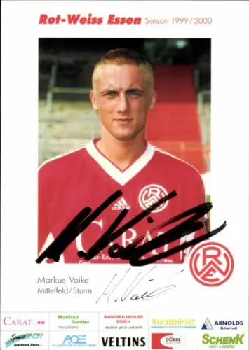 Autogrammkarte Fußballer Markus Voike, Rot Weiss Essen, Autogramm
