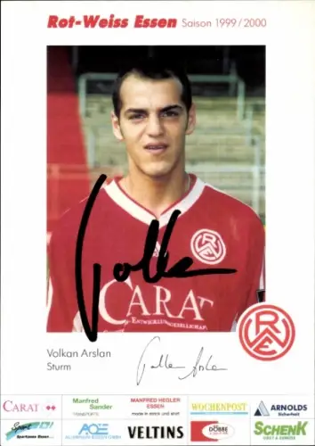Autogrammkarte Fußballer Volkan Arslan, Rot Weiss Essen, Autogramm