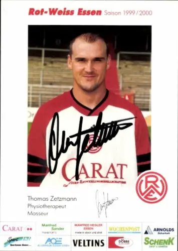 Autogrammkarte Physiotherapeut und Masseur Thomas Zetzmann, Rot Weiss Essen, Autogramm