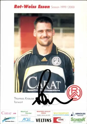 Autogrammkarte Fußballer Thomas Krause, Rot Weiss Essen, Autogramm