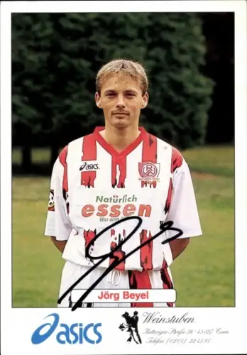 Autogrammkarte Fußballer Jörg Beyel, Rot Weiss Essen, Autogramm