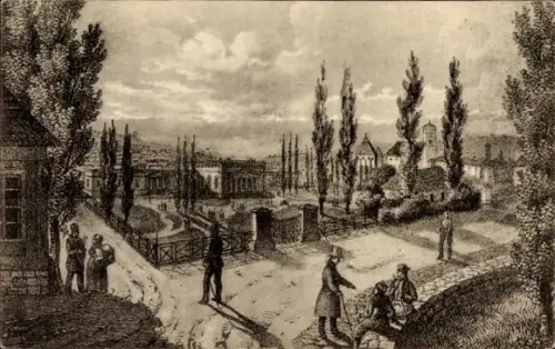 Ak Wieliczka Groß Salze Polen, Landschaft mit Bäumen, Menschen, Weg, Gebäude,  1837