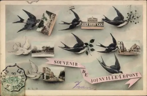 Ak Joinville le Pont Val de Marne, Straßenpartie, Gebäude, Schwalben