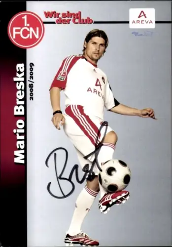 Autogrammkarte Fußballer Mario Breska, 1. FC Nürnberg, Autogramm