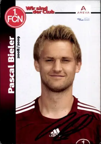 Autogrammkarte Fußballer Pascal Bieler, 1. FC Nürnberg, Autogramm