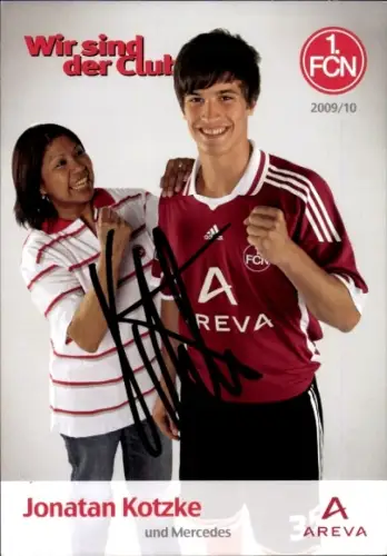 Autogrammkarte Fußballer Jonatan Kotzke und Mercedes, 1. FC Nürnberg, Autogramm