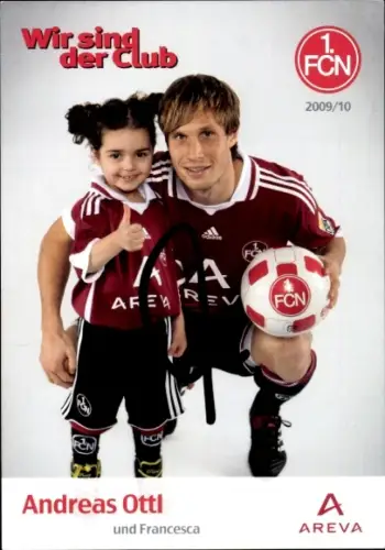 Autogrammkarte Fußballer Andreas Ottl und Francesco, 1. FC Nürnberg, Autogramm