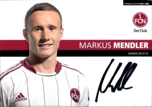 Autogrammkarte Fußballer Markus Mendler, 1. FC Nürnberg, Autogramm