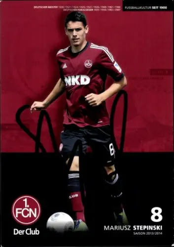 Autogrammkarte Fußballer Mariusz Stepinski, 1. FC Nürnberg, Autogramm