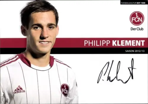 Autogrammkarte Fußballer Philipp Klement, 1. FC Nürnberg, Autogramm