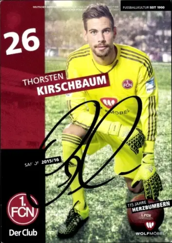 Autogrammkarte Fußballer Thorsten Kirschbaum, 1. FC Nürnberg, Autogramm