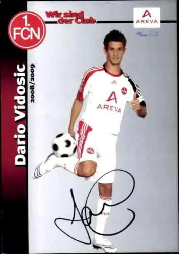 Autogrammkarte Fußballer Dario Vidosic, 1. FC Nürnberg, Autogramm