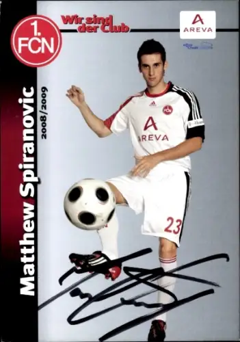 Autogrammkarte Fußballer Matthew Spiranovic, 1. FC Nürnberg, Autogramm