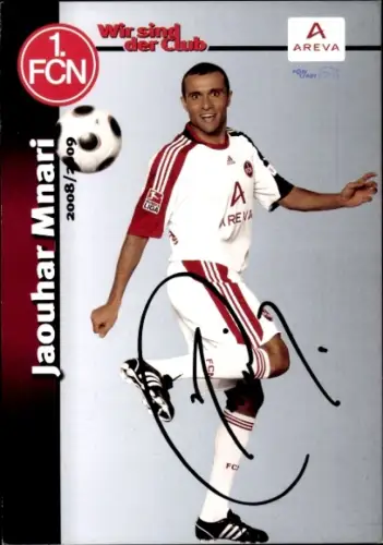 Autogrammkarte Fußballer Jaouhar Mnari, 1. FC Nürnberg, Autogramm