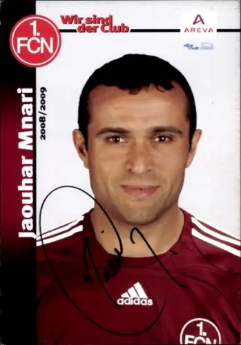 Autogrammkarte Fußballer Jaouhar Mnari, 1. FC Nürnberg, Autogramm