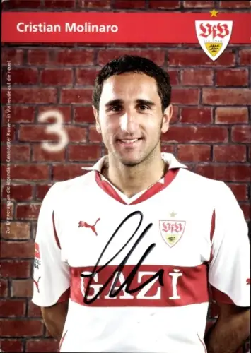 Autogrammkarte Fußballer Cristian Molinaro, VfB Stuttgart, Autogramm