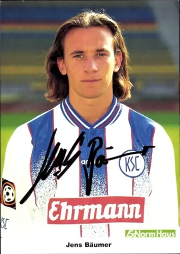 Autogrammkarte Fußballer Jens Bäumer, Karlsruher SC, Autogramm