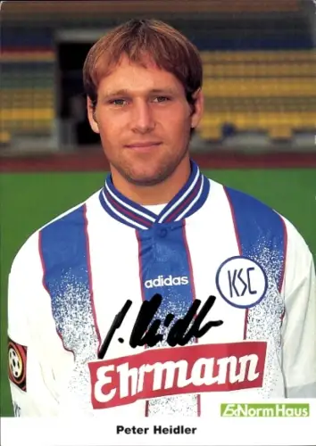 Autogrammkarte Fußballer Peter Heidler, Karlsruher SC, Autogramm