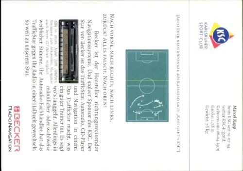 Autogrammkarte Fußballer Marcel Rapp, Karlsruher SC, Autogramm