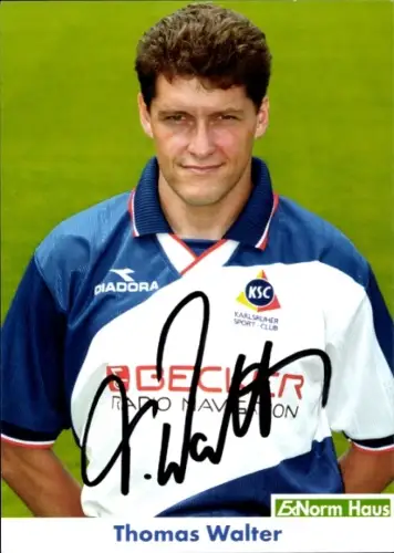 Autogrammkarte Fußballer Thomas Walter, Karlsruher SC, Autogramm
