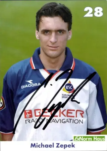 Autogrammkarte Fußballer Michael Zepek, Karlsruher SC, Autogramm