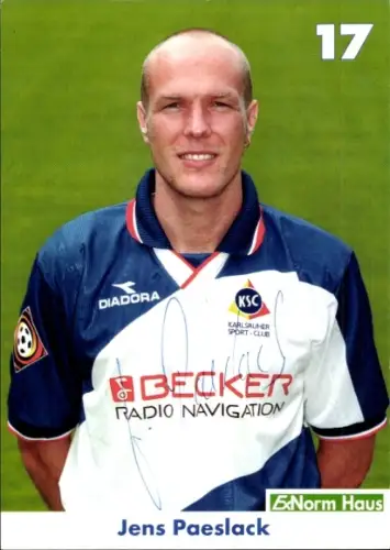 Autogrammkarte Fußballer Jens Paeslack, Karlsruher SC, Autogramm