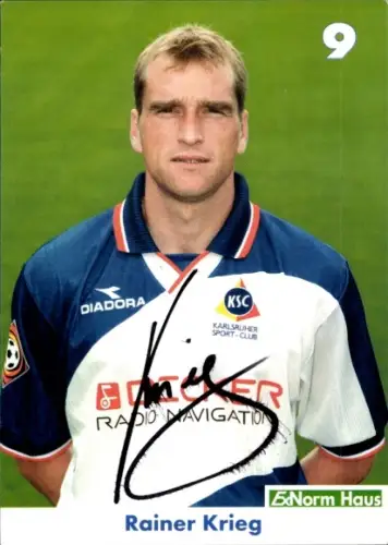 Autogrammkarte Fußballer Rainer Krieg, Karlsruher SC, Autogramm