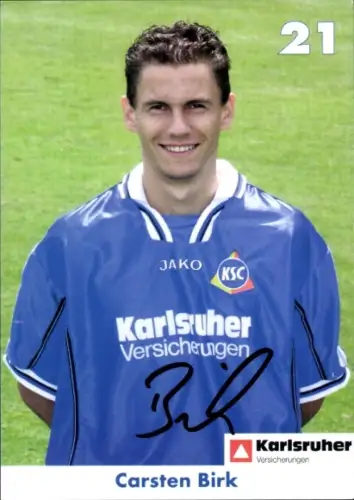 Autogrammkarte Fußballer Carsten Birk, Karlsruher SC, Autogramm