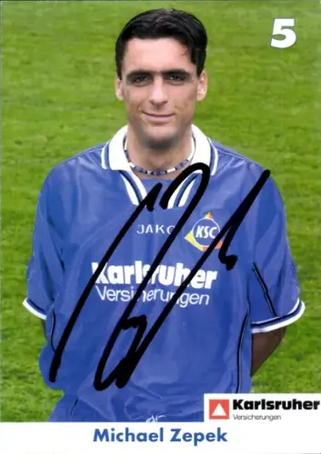 Autogrammkarte Fußballer Michael Zepek, Karlsruher SC, Autogramm