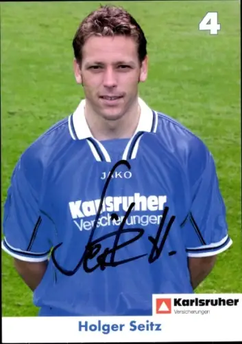 Autogrammkarte Fußballer Holger Seitz, Karlsruher SC, Autogramm