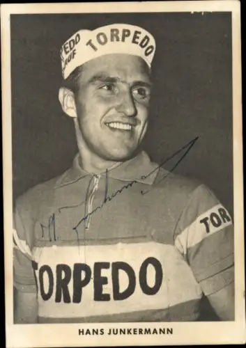 Ak Radrennfahrer Hans Junkermann, Autogramm