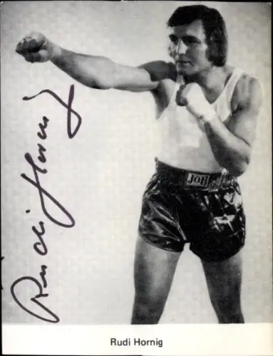Autogrammkarte Boxer Rudi Hornig, Portrait, Autogramm