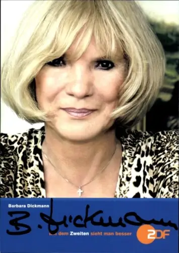 Autogrammkarte Journalistin Barbara Dickmann, ZDF, Portrait, Autogramm