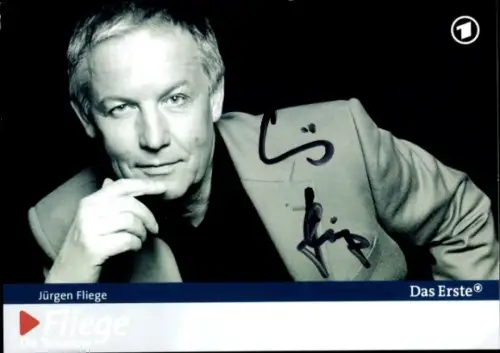 Autogrammkarte Moderator Jürgen Fliege, Portrait, Autogramm