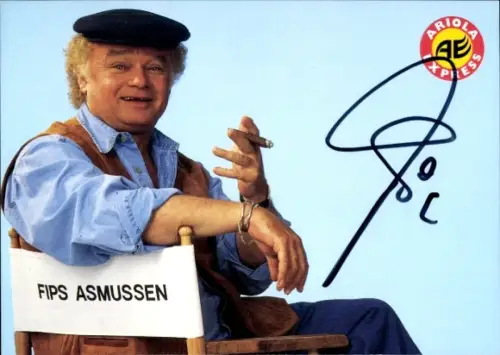 Autogrammkarte Komiker Fips Asmussen, Portrait, Autogramm