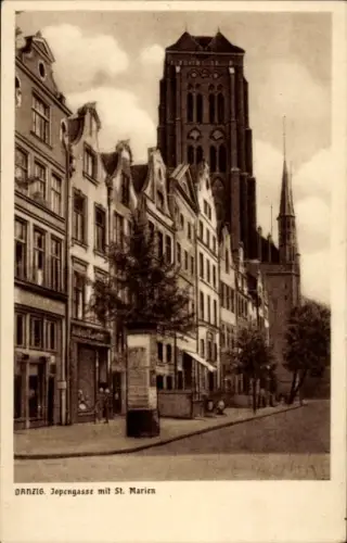 Ak Gdańsk Danzig, Jopengasse, Sankt Marien