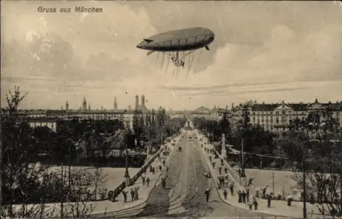 Ak München, Panorama, Zeppelin