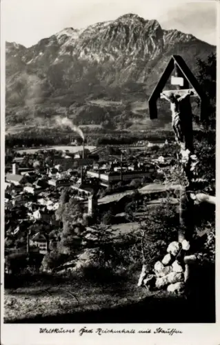 Ak Bad Reichenhall in Oberbayern, Teilansicht mit Stauffen