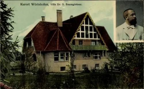 Ak Bad Wörishofen im Unterallgäu, Kurort  Villa Dr. S. Baumgärtner, Porträt von Dr. H. Baumgärtne