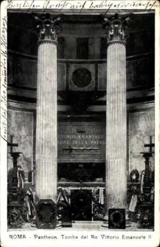 Ak Roma Rom Lazio, Pantheon, Tomba del Re Vittorio Emanuele II, Säulen, Kränze