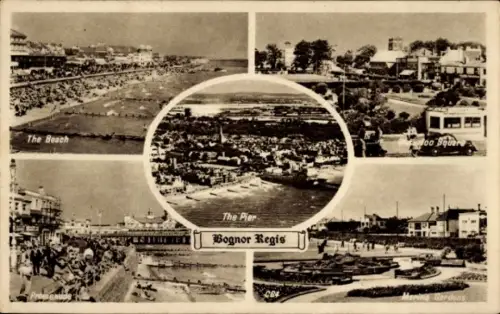 Ak Bognor Regis West Sussex England,  Strand, Pier, Marine Gardens, 