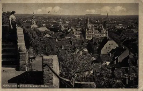 Ak Graz Steiermark, Blick auf  Schloßberg, Stadtansicht,  Architektur