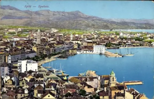 Ak Split Kroatien, Panorama, Hafen