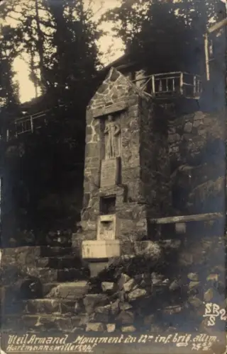 Foto Ak Hartmannsweiler Elsass Haut Rhin, Hartmannsweilerkopf, Vieil Armand, Denkmal 82. Inf. Brig.