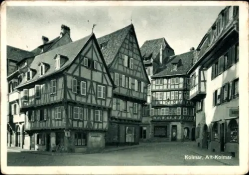 Ak Colmar Kolmar Elsass Haut Rhin, Altstadtpartie, Fachwerkhäuser