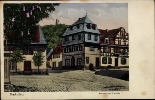 Künstler Ak Martin, E., Stromberg im Hunsrück, Marktplatz