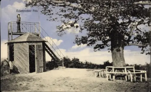 Ak Stromberg im Hunsrück, Eckenrother Fels, Aussichtspunkt, Baum, Treppe, Sitzgelegenheiten