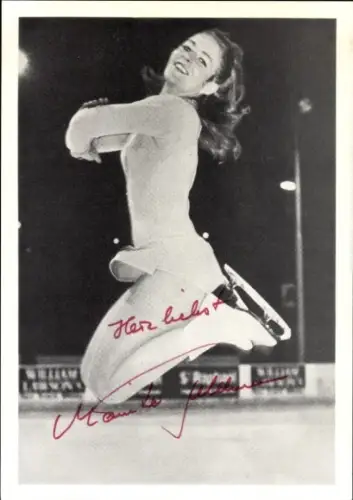 Autogrammkarte Eiskunstläuferin Monika Feldmann, Autogramm