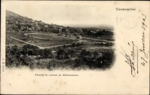 Ak Antananarivo Tananarive Madagaskar, Rennbahn, Landschaft,  Mahamasina